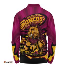 Amazing Aussie Brisbane Broncos Premiership Series Sports Gear Long Sleeve Polo Shirt