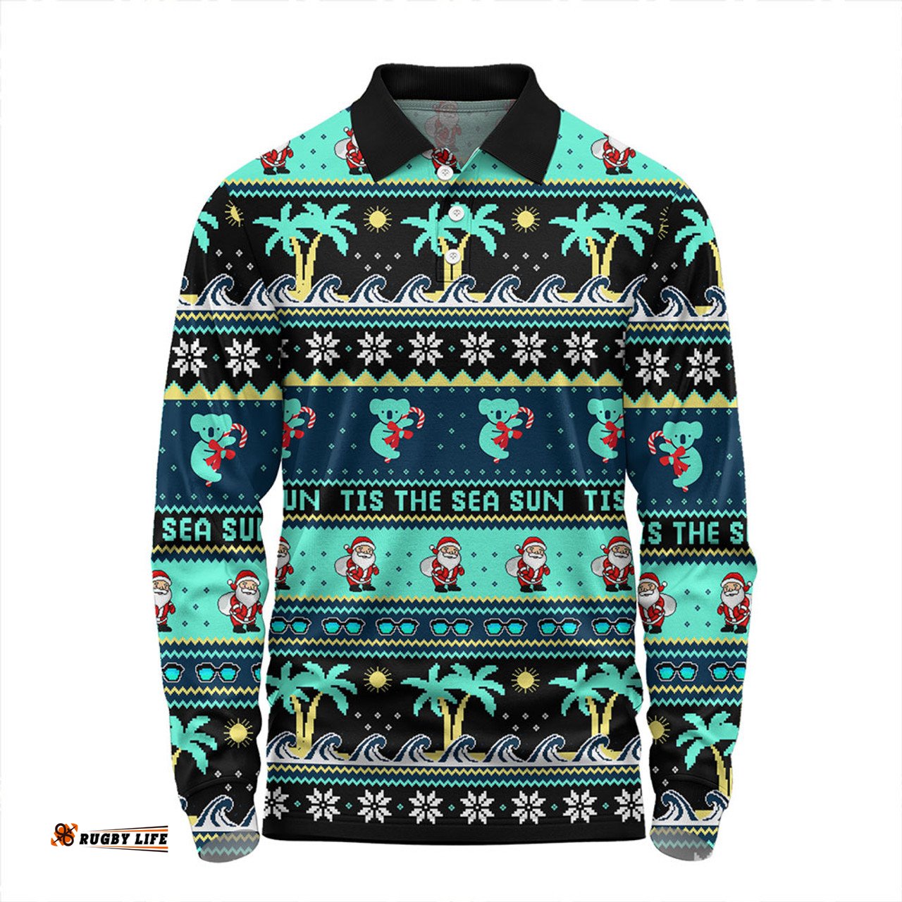 Amazing Aussie Australia Sunny Christmas By The Sea Long Sleeve Polo Shirt