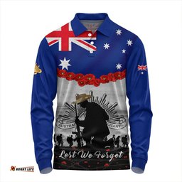 Amazing Aussie Australia Anzac Day Lest We Forget Honoring The Anzac Spirit Long Sleeve Polo Shirt