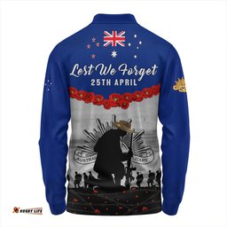 Amazing Aussie Australia Anzac Day Lest We Forget Honoring The Anzac Spirit Long Sleeve Polo Shirt