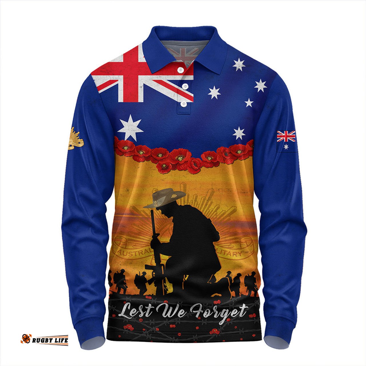 Amazing Aussie Australia Anzac Day Lest We Forget Honoring The Anzac Spirit Long Sleeve Polo Shirt