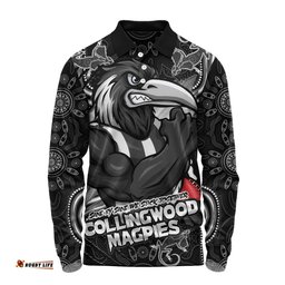 Amazing Aussie Collingwood Spirit Warriors Of The Game Long Sleeve Polo Shirt