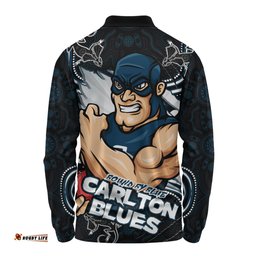 Amazing Aussie Carlton Spirit Warriors Of The Game Long Sleeve Polo Shirt