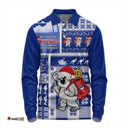 Amazing Aussie Australia Koala Wonderland Christmas Blue Long Sleeve Polo Shirt