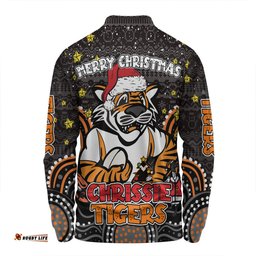 Wests Tigers Christmas Custom Long Sleeve Polo Shirt - Christmas Knit Patterns Vintage Jersey Ugly Long Sleeve Polo Shirt