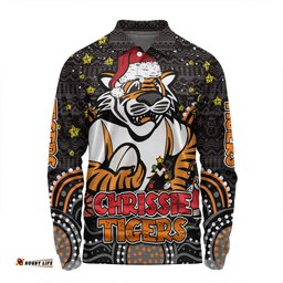 Wests Tigers Christmas Custom Long Sleeve Polo Shirt - Christmas Knit Patterns Vintage Jersey Ugly Long Sleeve Polo Shirt