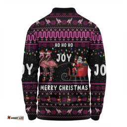 Amazing Aussie Australia Christmas Custom Aussie Christmas Pink Flamingo Santa Sleigh Long Sleeve Polo Shirt