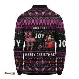 Amazing Aussie Australia Christmas Custom Aussie Christmas Pink Flamingo Santa Sleigh Long Sleeve Polo Shirt