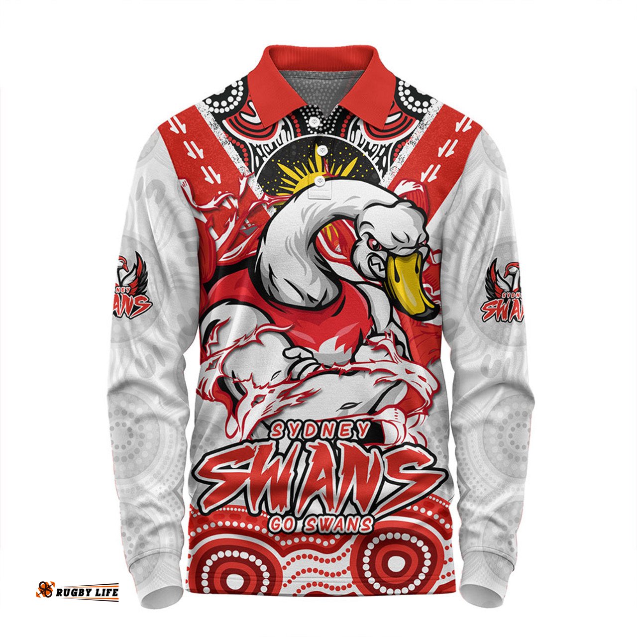 Amazing Aussie Sydney Swans Ripped Legacy of the Game Long Sleeve Polo Shirt