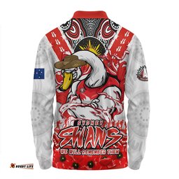 Amazing Aussie Sydney Swans Ripped Legacy Of The Game The ANZAC Spirit Lives On Long Sleeve Polo Shirt