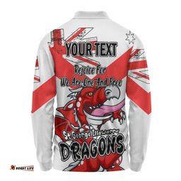 Amazing Aussie St. George Illawarra Dragons Happy Australia Day We Are One And Free Long Sleeve Polo Shirt