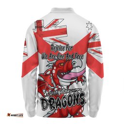 Amazing Aussie St. George Illawarra Dragons Happy Australia Day We Are One And Free Long Sleeve Polo Shirt