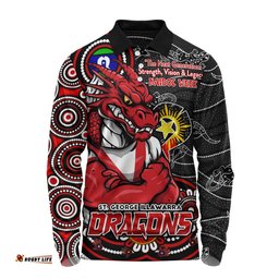 Amazing Aussie St. George Illawarra Dragons Spirit Of NAIDOC Series Long Sleeve Polo Shirt