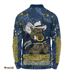 Amazing Aussie North Queensland Cowboys Custom Team With Dot And Star Patterns For Tough Fan Long Sleeve Polo Shirt