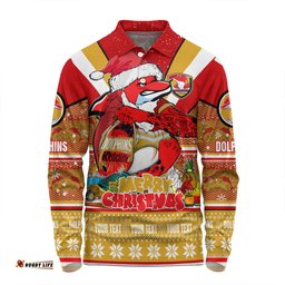 Amazing Aussie Redcliffe Dolphins Christmas Custom Redcliffe Dolphins Santa Aussie Big Things Long Sleeve Polo Shirt