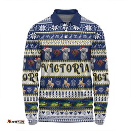 Amazing Aussie Victoria Big Things Christmas Custom Giant Koala And Murray Cod Long Sleeve Polo Shirt