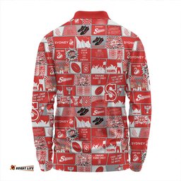 Amazing Aussie Sydney Swans Legacy Of The Pride Comic Style Long Sleeve Polo Shirt