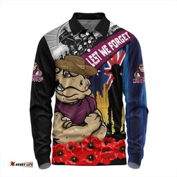 Amazing Aussie Queensland Maroons United In Spirit Anzac Day Tribute Long Sleeve Polo Shirt