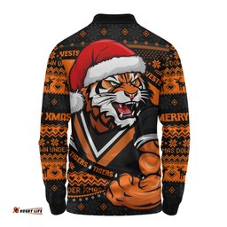 Amazing Aussie Wests Tigers Ugly Knit Style For Christmas Game Fans Long Sleeve Polo Shirt