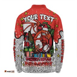 Amazing Aussie St. George Illawarra Dragons Christmas Custom Merry Christmas Our Beloved Team With Aboriginal Dot Art Pattern Long Sleeve Polo Shirt