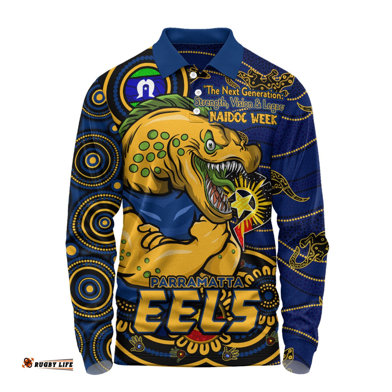 Amazing Aussie Parramatta Eels Spirit Of NAIDOC Series Long Sleeve Polo Shirt