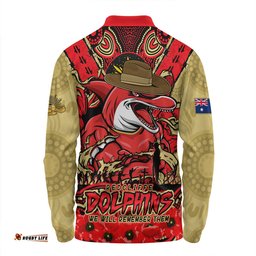 Amazing Aussie Redcliffe Dolphins Ripped Legacy Of The Game The ANZAC Spirit Lives On Long Sleeve Polo Shirt