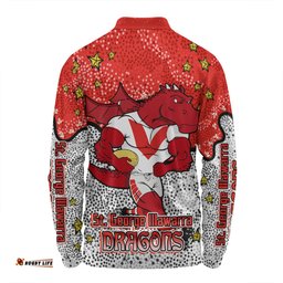 Amazing Aussie St. George Illawarra Dragons Custom Team With Dot And Star Patterns For Tough Fan Long Sleeve Polo Shirt