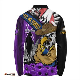 Amazing Aussie West Coast Eagles ANZAC Day Honor Purple Valor And Spirit Long Sleeve Polo Shirt