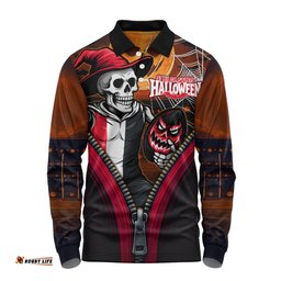 Amazing Aussie St Kilda Halloween Night Reaper Zipper Long Sleeve Polo Shirt