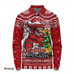 Amazing Aussie St. George Illawarra Dragons Aussie Ugly Christmas For Die Hard Fan Supporters Long Sleeve Polo Shirt