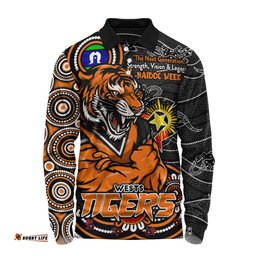 Amazing Aussie Wests Tigers Spirit Of NAIDOC Series Long Sleeve Polo Shirt