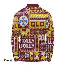 Amazing Aussie Queensland Christmas Holly Jolly Chrissie Long Sleeve Polo Shirt