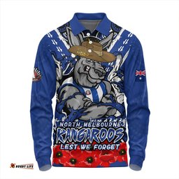 Amazing Aussie North Melbourne Ripped Legacy Of The Game The ANZAC Spirit Lives On Long Sleeve Polo Shirt