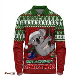 Amazing Aussie Australia Have A Koalaty Christmas Long Sleeve Polo Shirt