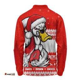 Amazing Aussie Sydney Swans Merry Christmas Down Under Footy Power Style Long Sleeve Polo Shirt