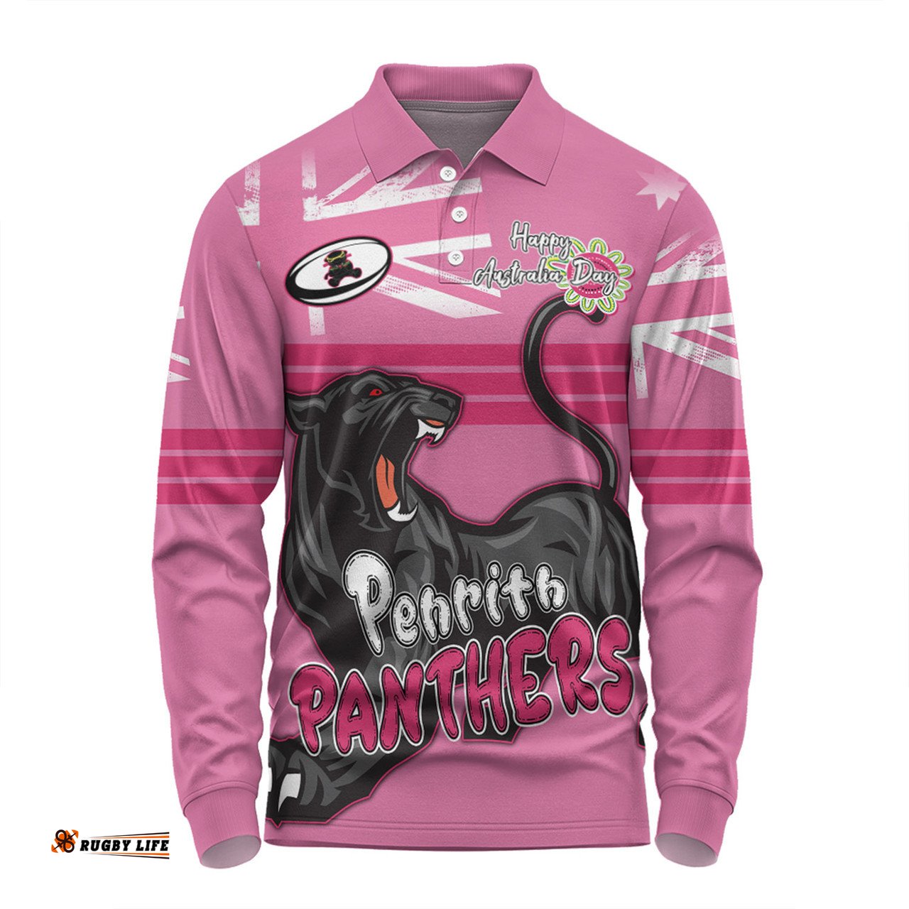 Amazing Aussie Penrith Panthers Happy Australia Day We Are One And Free V2 Long Sleeve Polo Shirt