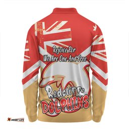 Amazing Aussie Redcliffe Dolphins Happy Australia Day We Are One And Free Long Sleeve Polo Shirt