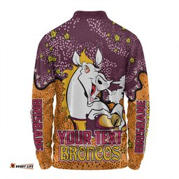 Amazing Aussie Brisbane Broncos Custom Team With Dot And Star Patterns For Tough Fan Long Sleeve Polo Shirt