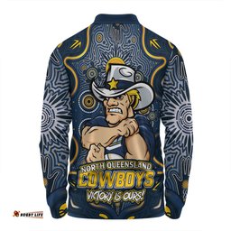 Amazing Aussie North Queensland Cowboys Aboriginal Pattern Inspired Victory Is Ours Long Sleeve Polo Shirt