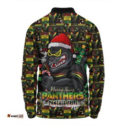 Amazing Aussie Penrith Panthers Merry Ugly Christmas Comic Style Long Sleeve Polo Shirt