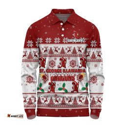 Amazing Aussie St. George Illawarra Dragons Christmas Custom Special Ugly Christmas Long Sleeve Polo Shirt