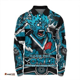 Amazing Aussie Port Adelaide Blazing Spirit Of Victory Long Sleeve Polo Shirt