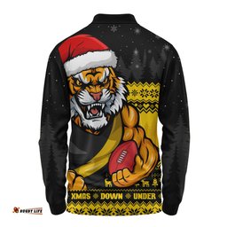 Amazing Aussie Richmond Merry Christmas Down Under Footy Power Style Long Sleeve Polo Shirt