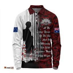 Amazing Aussie Australia Spirit Of Remembrance Day Lest We Forget Red Long Sleeve Polo Shirt