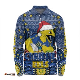 Amazing Aussie Parramatta Eels Christmas Custom Christmas Knit Patterns Vintage Jersey Ugly Long Sleeve Polo Shirt