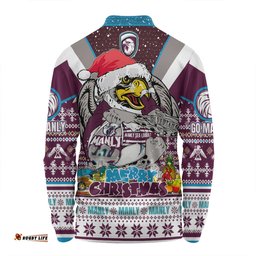 Amazing Aussie Manly Warringah Sea Eagles Christmas Custom Manly Santa Aussie Big Things Long Sleeve Polo Shirt