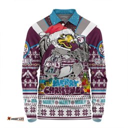 Amazing Aussie Manly Warringah Sea Eagles Christmas Custom Manly Santa Aussie Big Things Long Sleeve Polo Shirt