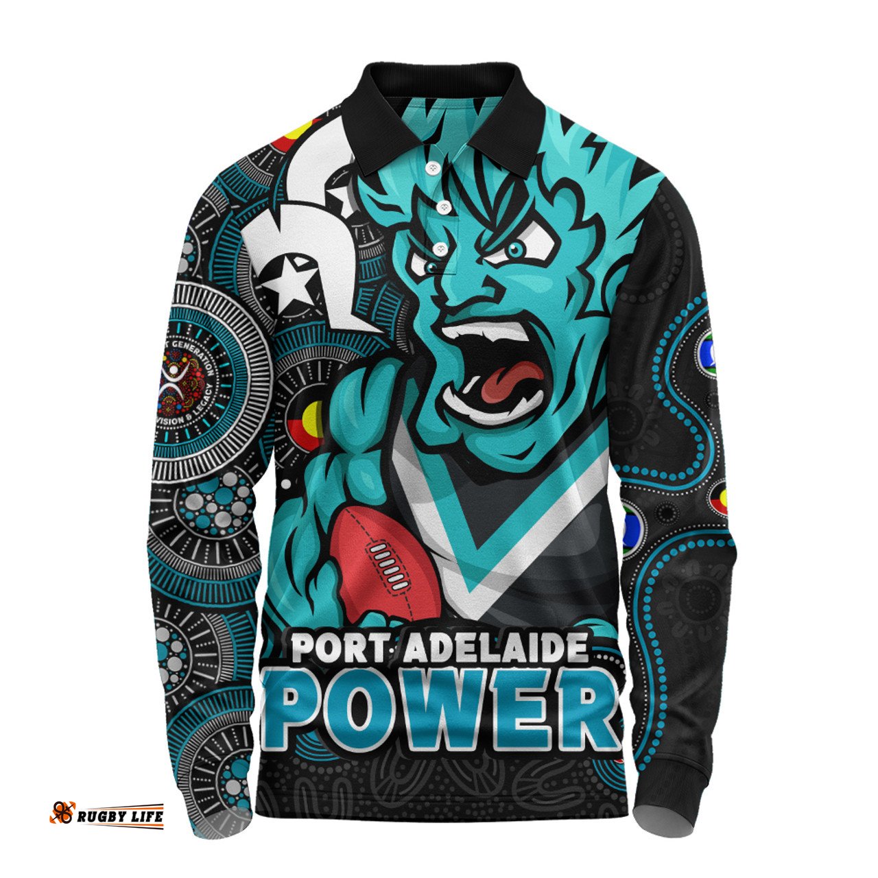 Amazing Aussie Port Adelaide NAIDOC Spirit Of Country Long Sleeve Polo Shirt
