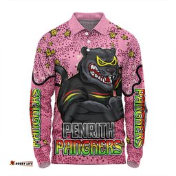 Amazing Aussie Penrith Panthers Custom Team With Dot And Star Patterns For Tough Fan Long Sleeve Polo Shirt