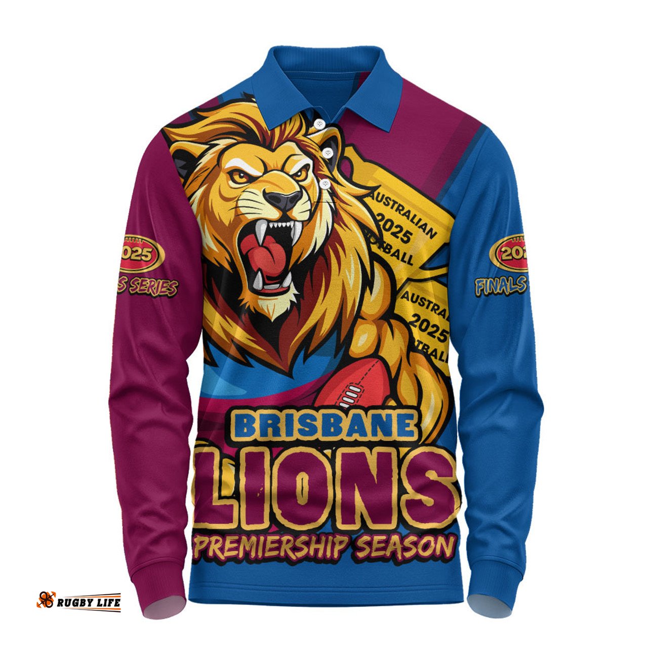 Amazing Aussie Brisbane Lions Australian Football Finals Premiership Spirit Long Sleeve Polo Shirt